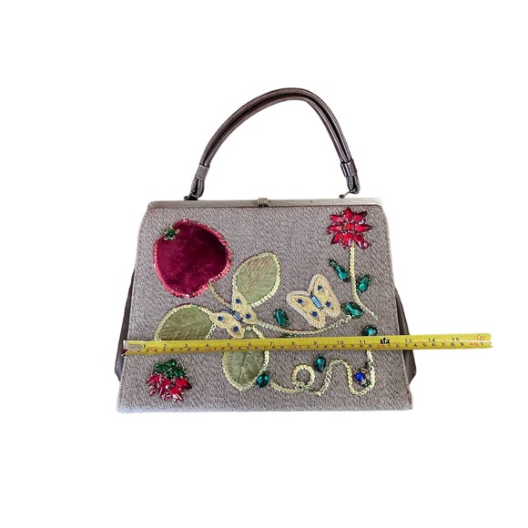 Caron of Houston, TX Vintage Handbag with Velvet, Sequins and Jeweled Design - Picture 7 of 15